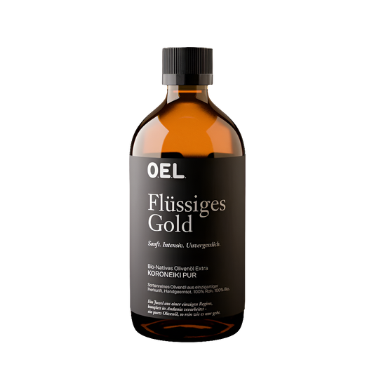 Flüssiges Gold 0,5 l Glasflasche - Bio Natives Olivenöl Extra