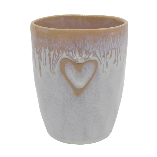 Stoneware Becher "Herz" polarweiß
