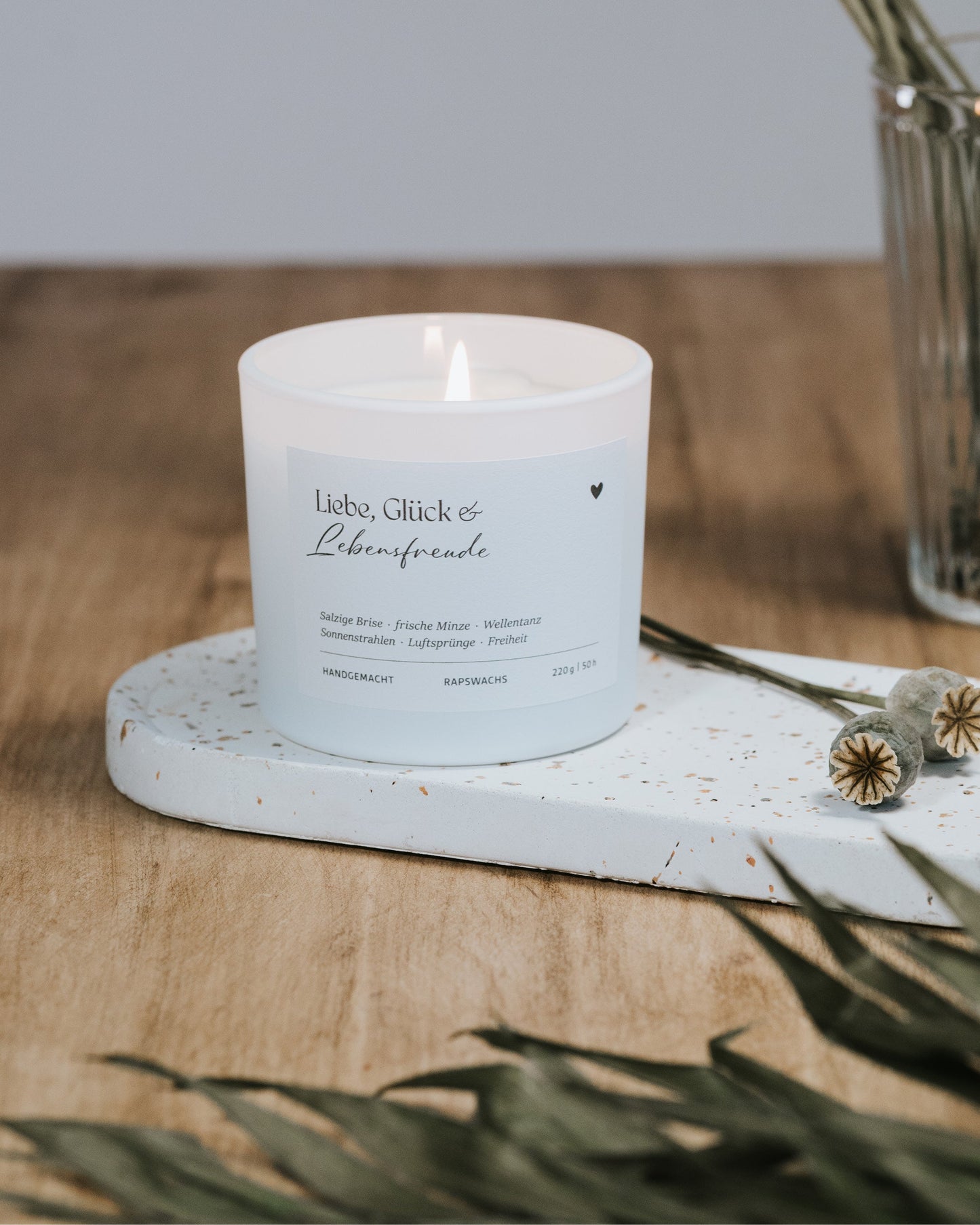 Liebe, Glück und Lebensfreude · Duftkerze