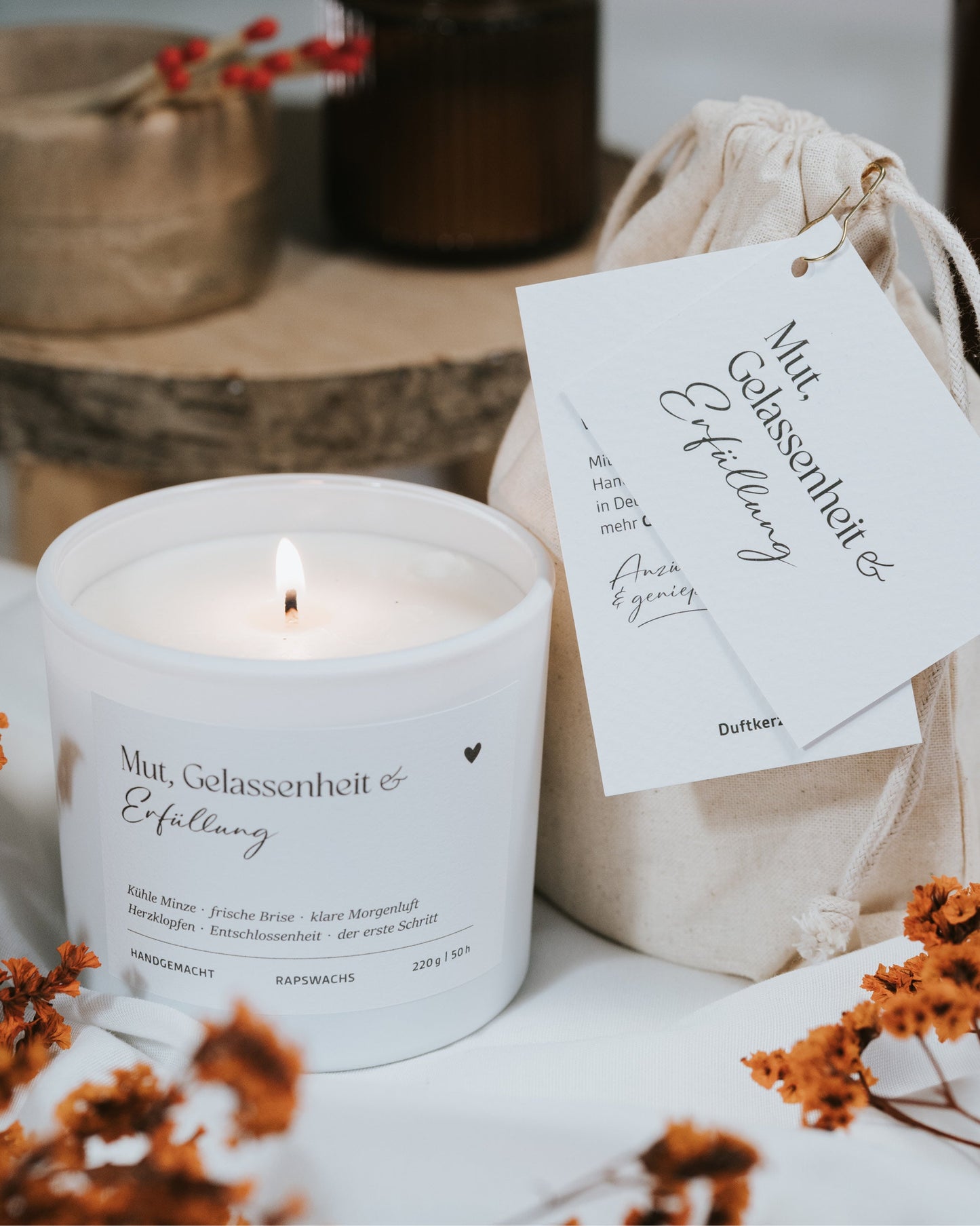 Mut, Gelassenheit und Erfüllung · Duftkerze