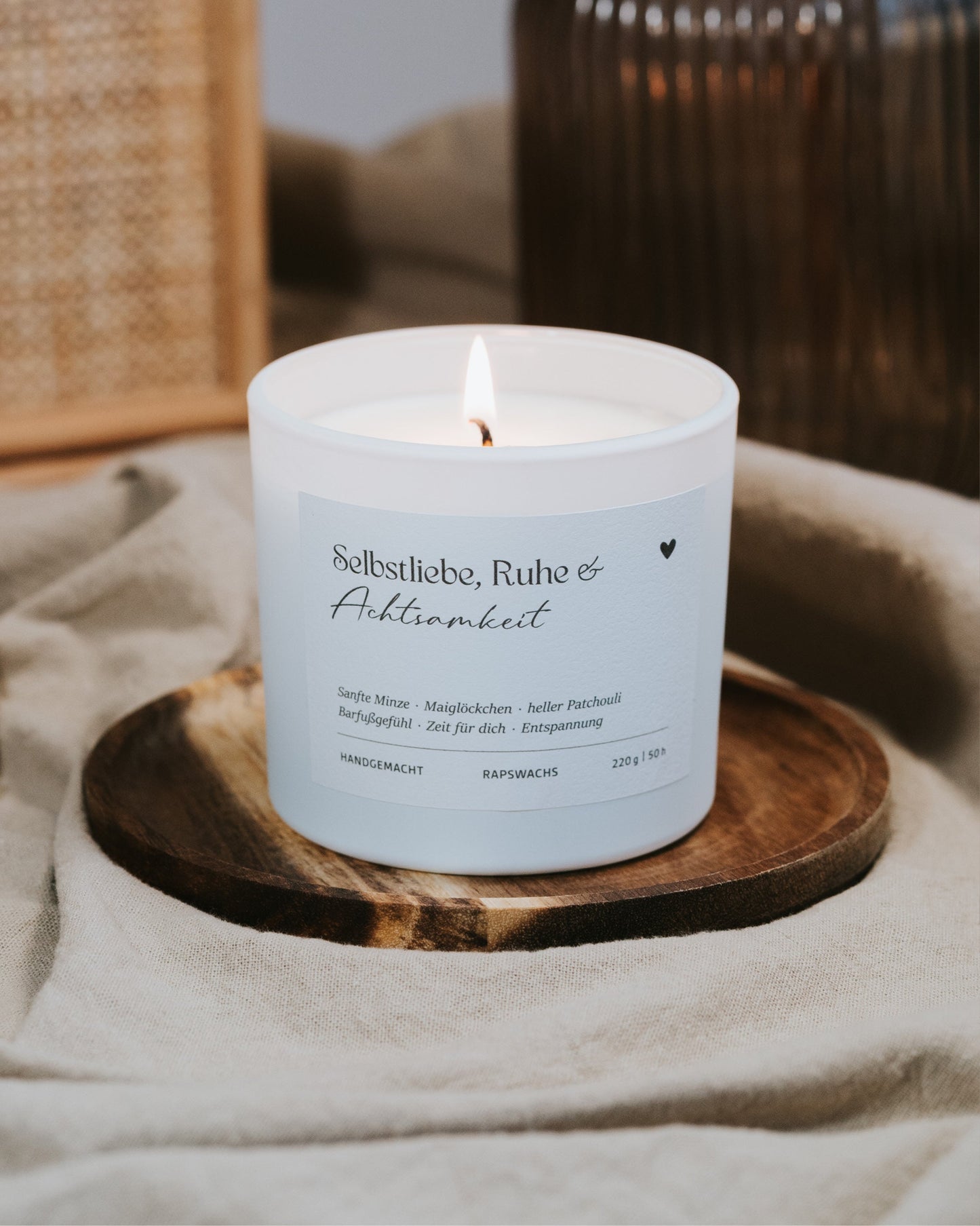 Selbstliebe, Ruhe und Achtsamkeit · Duftkerze