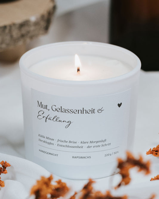 Mut, Gelassenheit und Erfüllung · Duftkerze