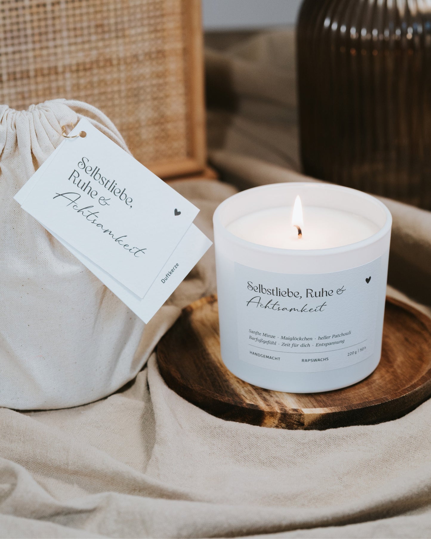 Selbstliebe, Ruhe und Achtsamkeit · Duftkerze