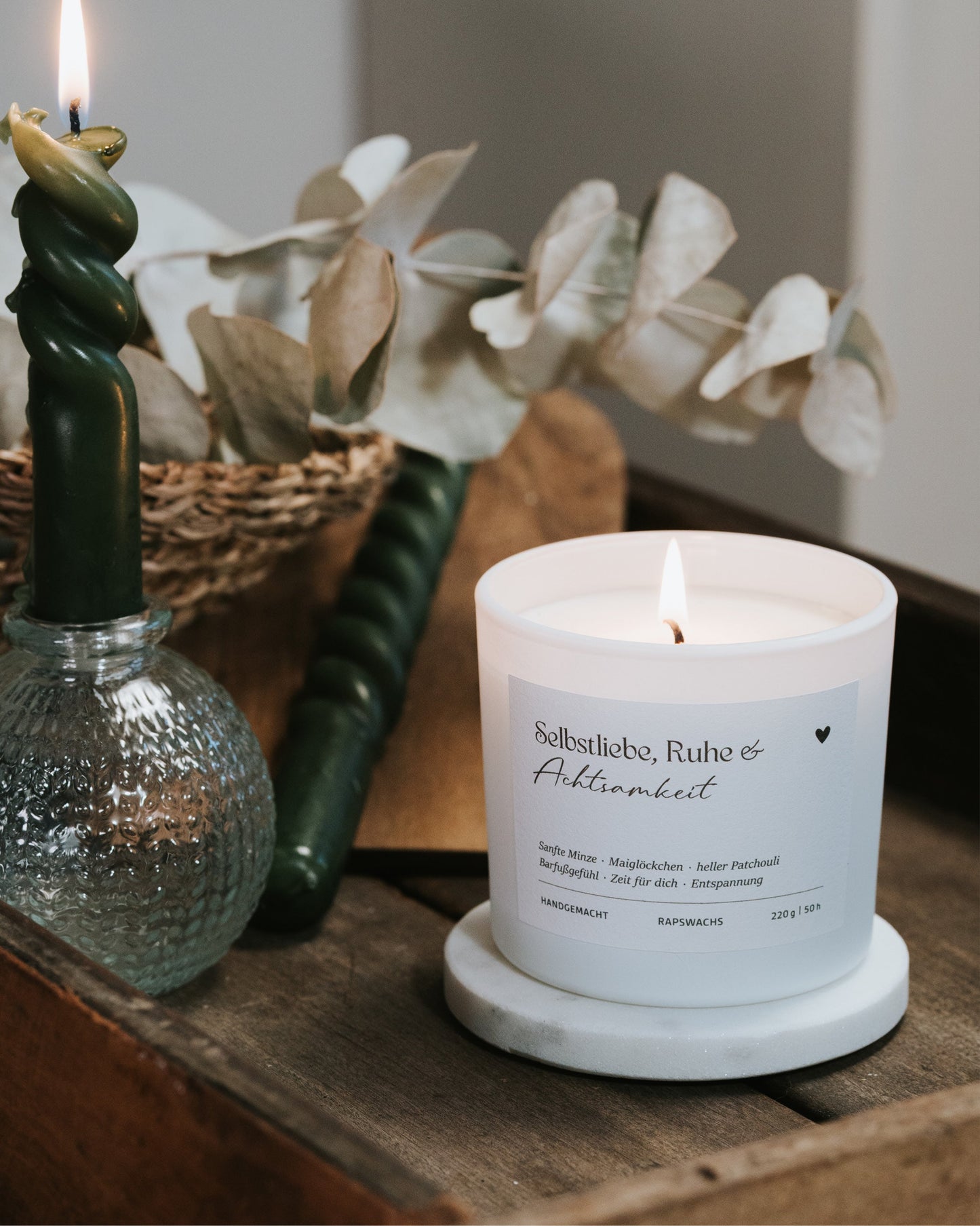 Selbstliebe, Ruhe und Achtsamkeit · Duftkerze