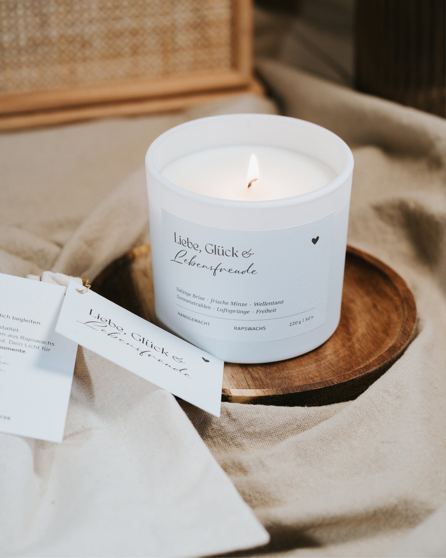 Liebe, Glück und Lebensfreude · Duftkerze