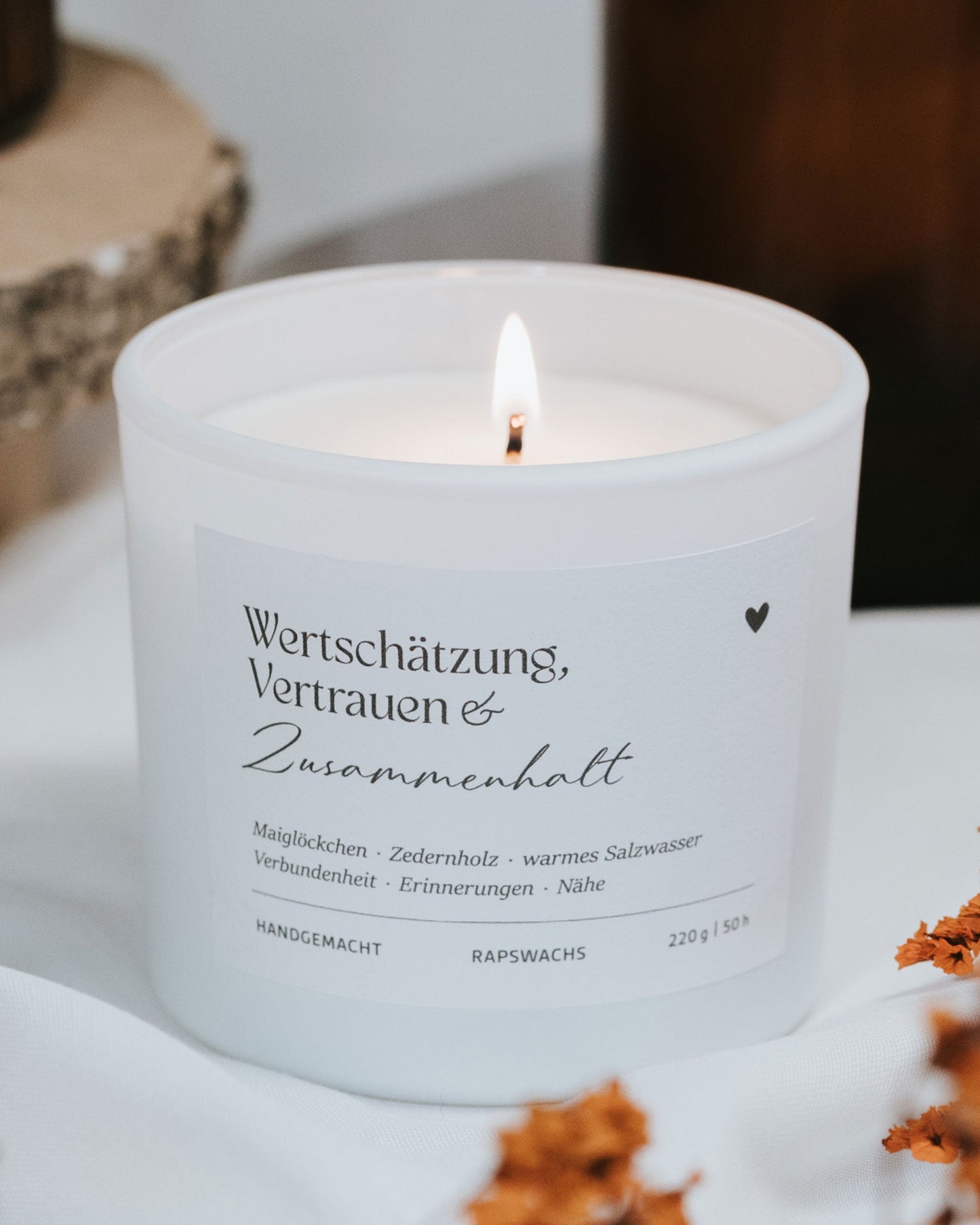 Wertschätzung, Vertrauen und Zusammenhalt · Duftkerze