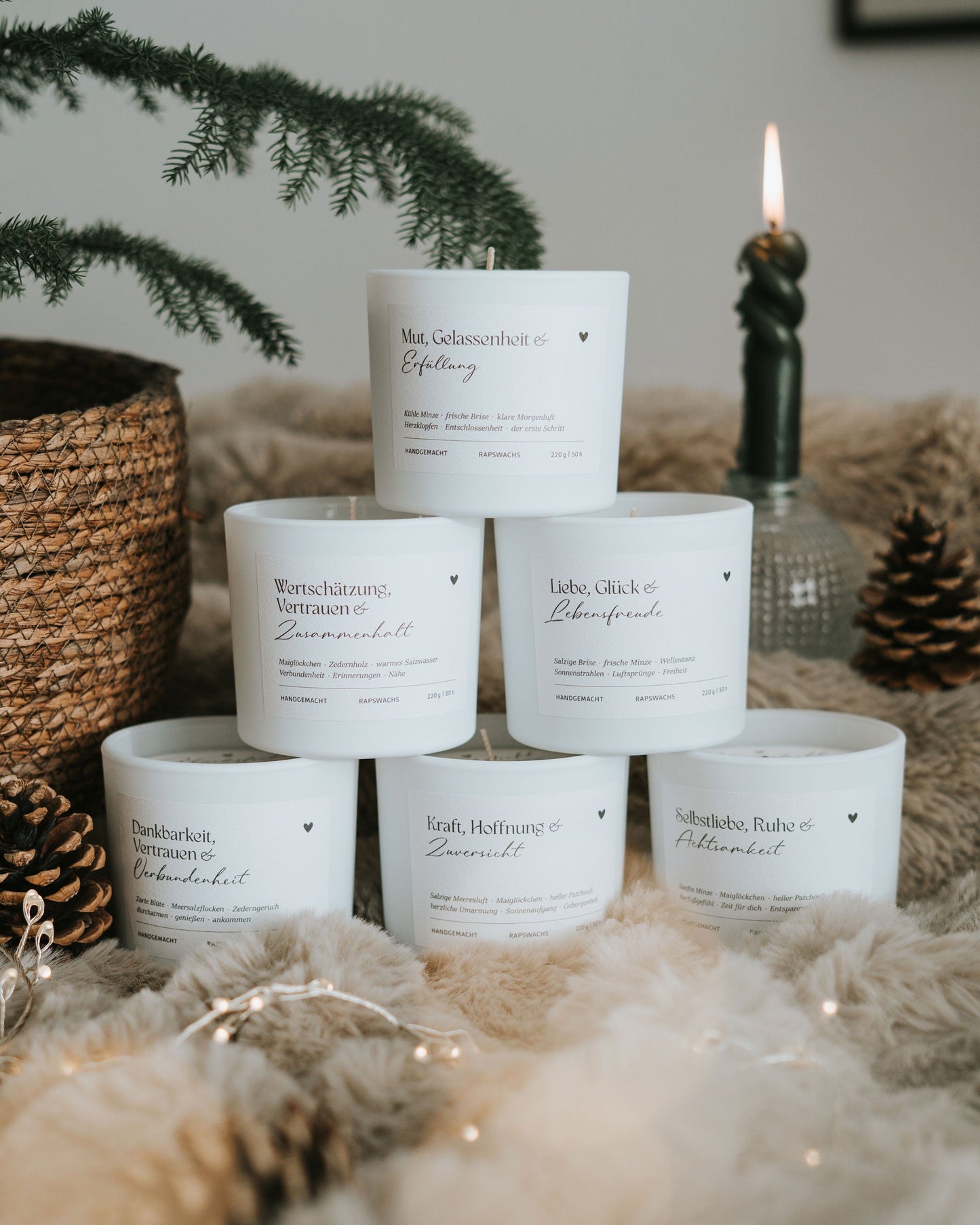 Selbstliebe, Ruhe und Achtsamkeit · Duftkerze