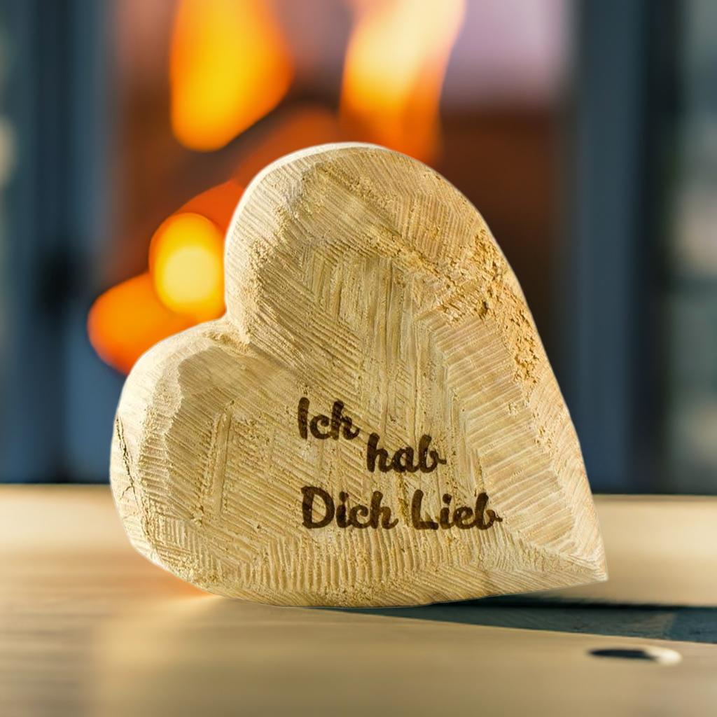 Thankgoods Deko-Holz-Herz aus massivem Naturfarbenem Pappelholz mit Schriftzug Ich hab dich lieb