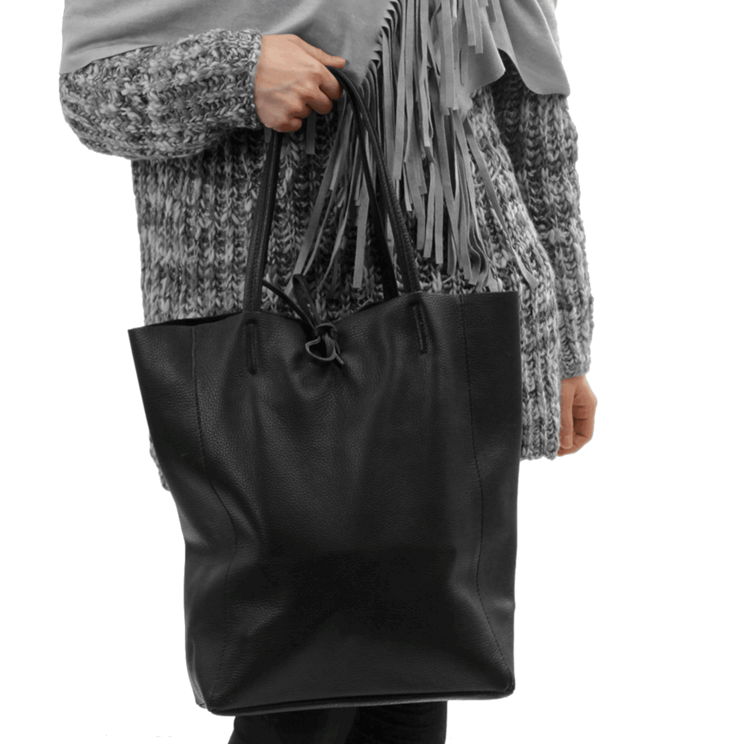 Leder Shopper mit Innentasche Rosegold