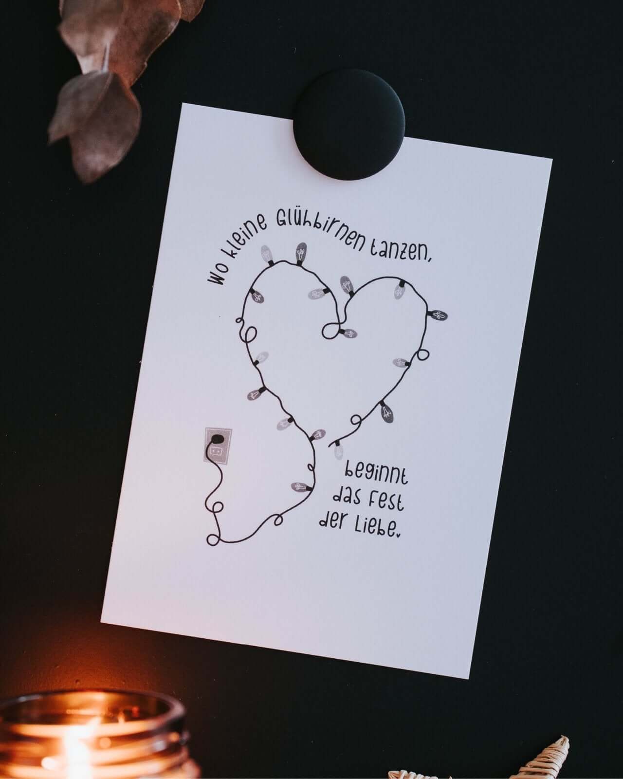 Glühbirnen tanzen · Postkarte