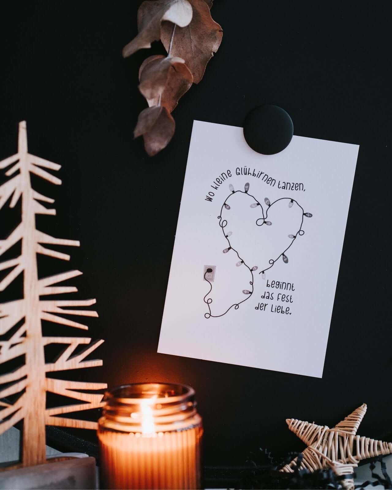 Glühbirnen tanzen · Postkarte