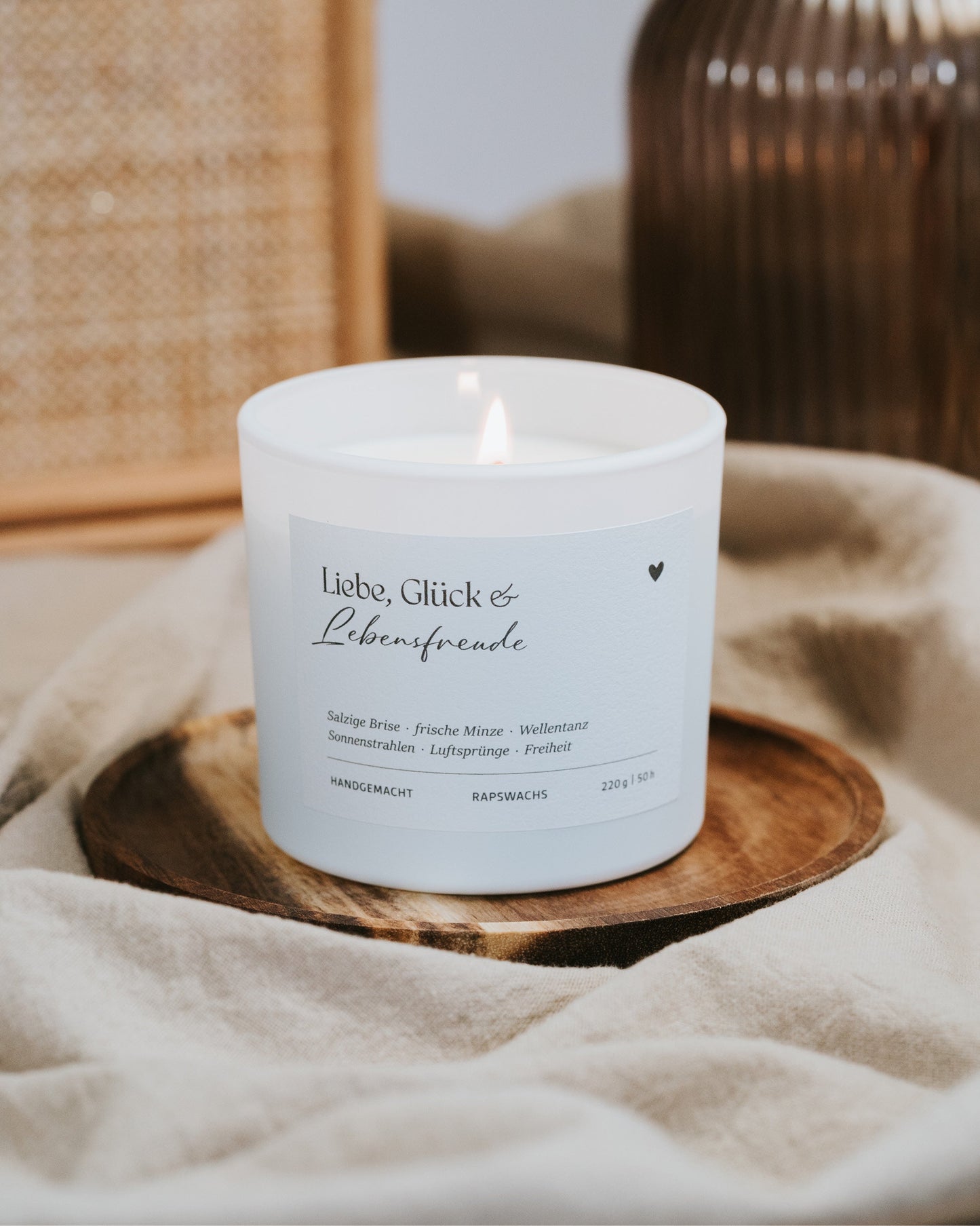 Liebe, Glück und Lebensfreude · Duftkerze