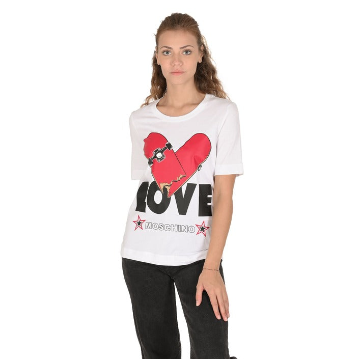 Love Moschino - Love Moschino Damen T-Shirt W 4 F15 3S M 3876 A00 OPTICAL WHITE