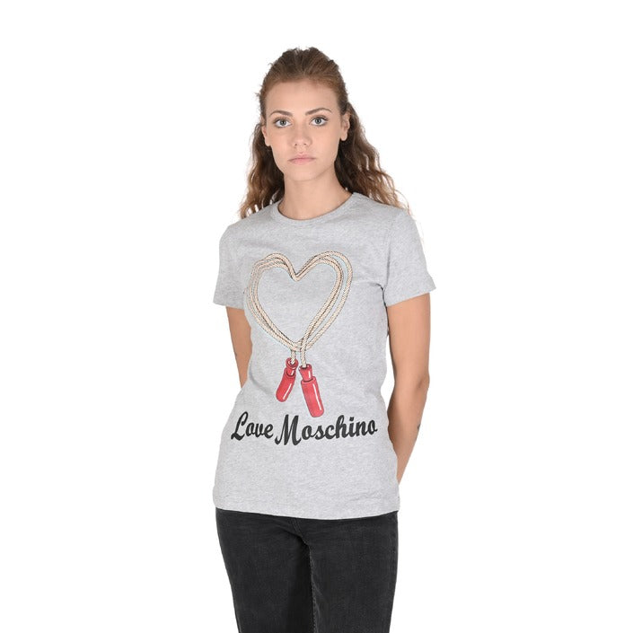 Love Moschino - Love Moschino Damen T-Shirt W 4 F73 69 M 3876 A966 MEL.LIGHT GREY