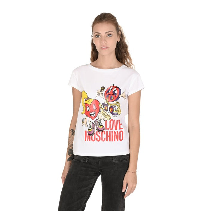 Love Moschino - Love Moschino Damen T-Shirt W 4 F30 1M E 2065 A00 OPTICAL WHITE