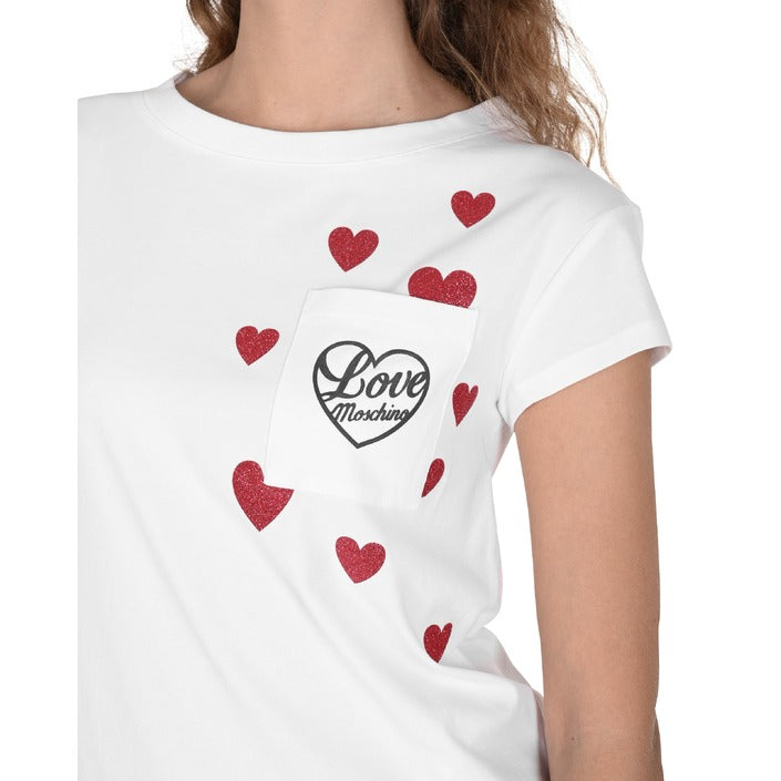Love Moschino - Love Moschino Damen T-Shirt W 4 F30 2O E 2264 A00 OPTICAL WHITE