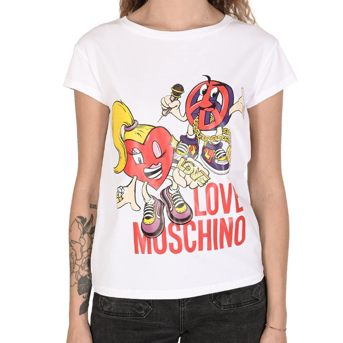 Love Moschino - Love Moschino Damen T-Shirt W 4 F30 1M E 2065 A00 OPTICAL WHITE