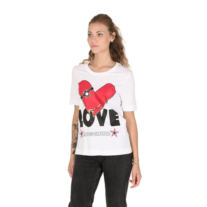 Love Moschino - Love Moschino Damen T-Shirt W 4 F15 3S M 3876 A00 OPTICAL WHITE