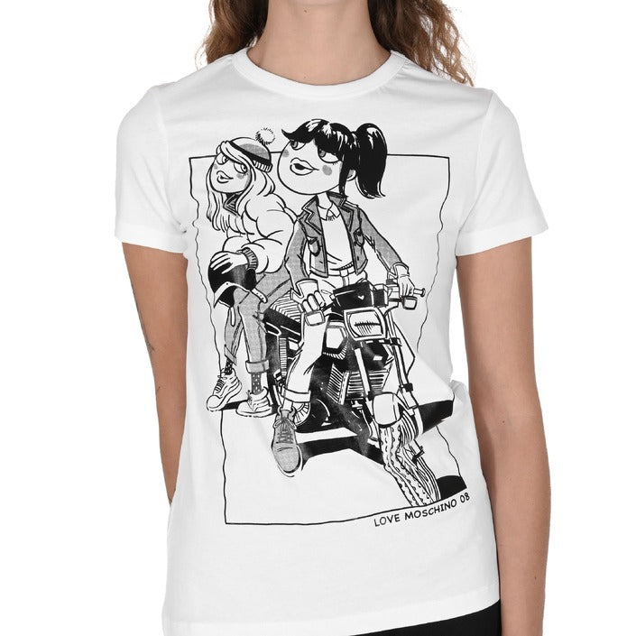 Love Moschino - Love Moschino Damen T-Shirt W 4 F73 1V M 3876 A00 OPTICAL WHITE
