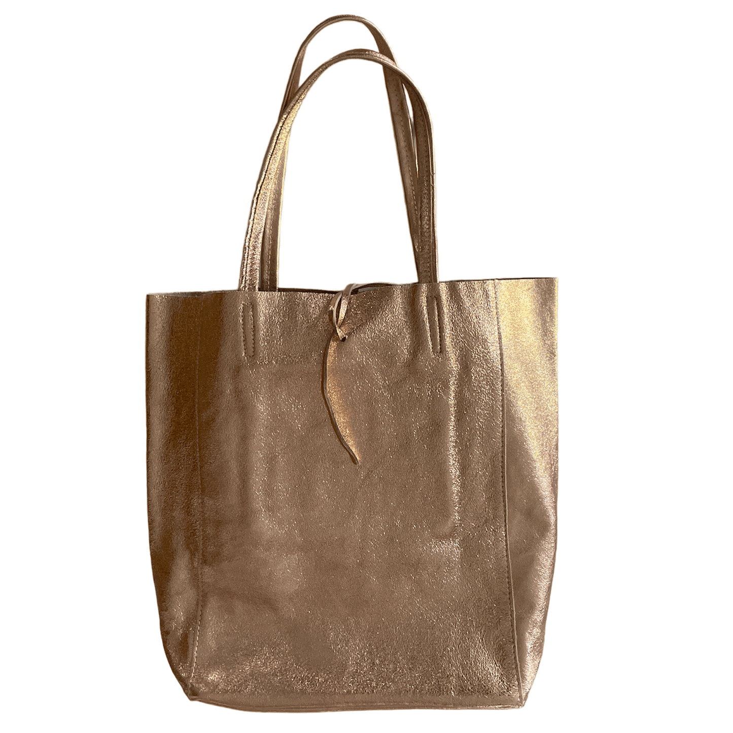 Leder Shopper mit Innentasche Rosegold